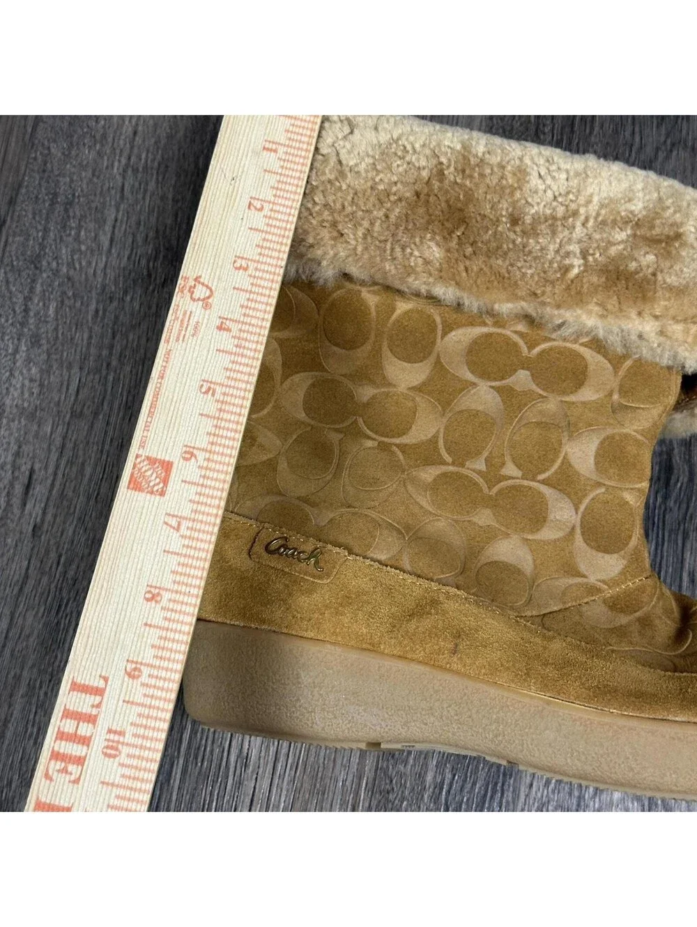 Vintage coach Teri sued leather brown signature fur boats size 9 womans